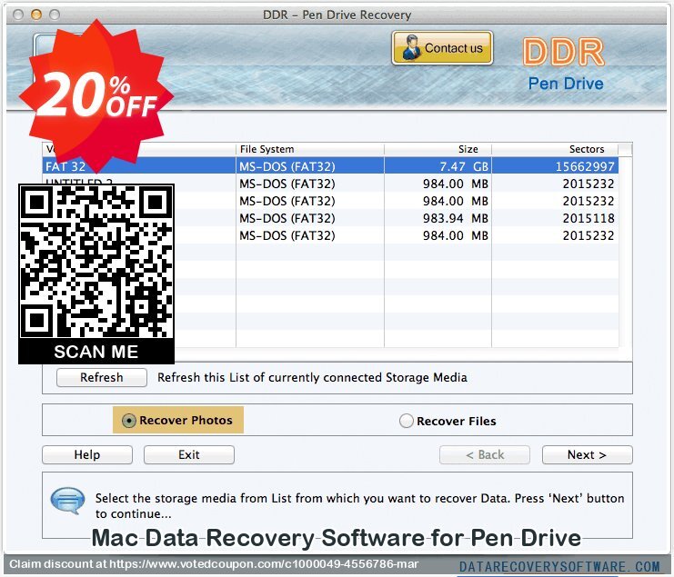 MAC Data Recovery Software for Pen Drive Coupon, discount Data Recovery Software Discount Coupon - 20% Off on Product Price!. Promotion: stirring promo code of Mac USB Drive Recovery Software 2024