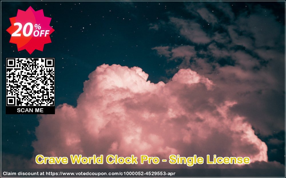 Crave World Clock Pro - Single Plan Coupon, discount Crave World Clock Pro - Single License stirring offer code 2024. Promotion: stirring offer code of Crave World Clock Pro - Single License 2024