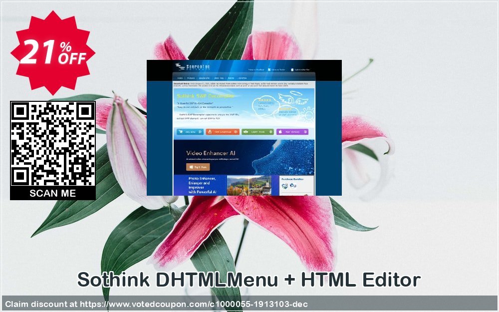 Sothink DHTMLMenu + HTML Editor Coupon, discount Sothink DHTMLMenu + HTML Editor wondrous discounts code 2024. Promotion: wondrous discounts code of Sothink DHTMLMenu + HTML Editor 2024