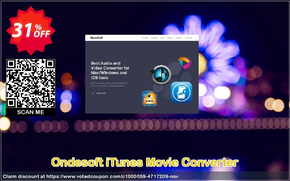 Ondesoft iTunes Movie Converter Coupon, discount Ondesoft iTunes DRM Media Converter for PC imposing offer code 2023. Promotion: imposing offer code of Ondesoft iTunes DRM Media Converter for PC 2023