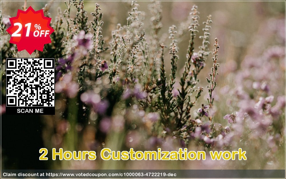 2 Hours Customization work Coupon, discount 2 Hours Customization work  wonderful sales code 2023. Promotion: wonderful sales code of 2 Hours Customization work  2023