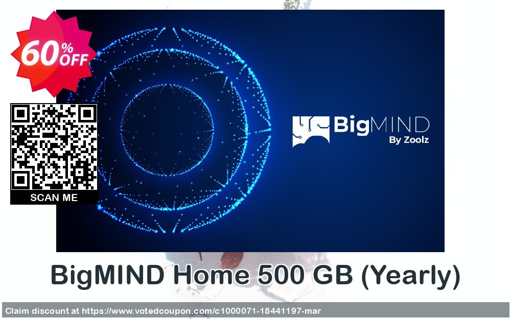 BigMIND Home 500 GB, Yearly  Coupon, discount BigMIND Home - Yearly - 500GB Stirring discounts code 2024. Promotion: Formidable sales code of BigMIND Home 500 GB (Yearly), tested in {{MONTH}}