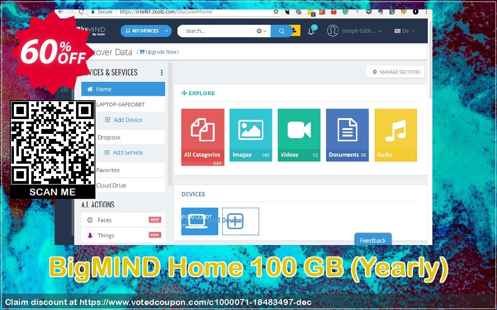 BigMIND Home 100 GB, Yearly  Coupon, discount BigMIND Home - Yearly - 100GB Fearsome promo code 2023. Promotion: Formidable sales code of BigMIND Home 100GB, tested in {{MONTH}}