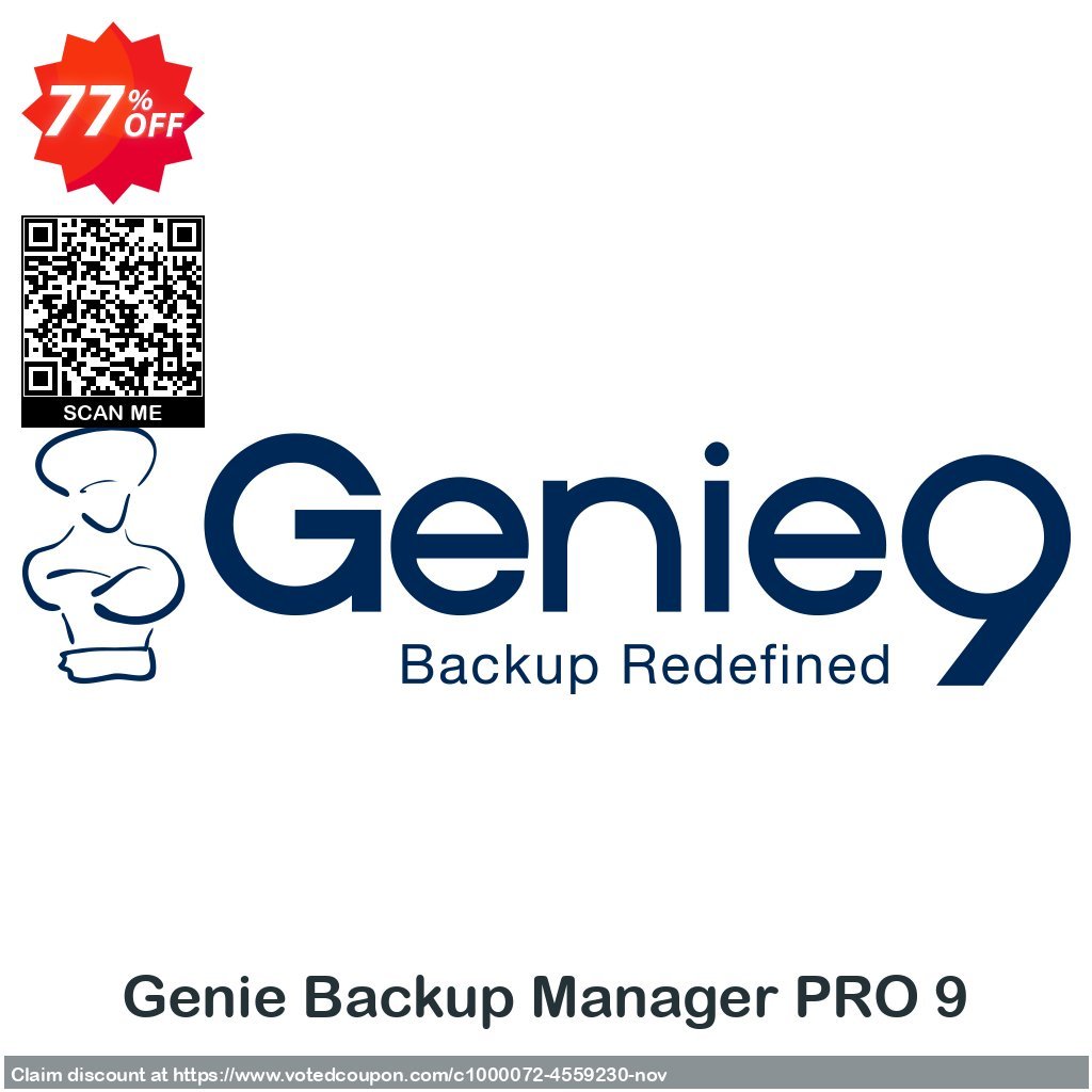 Genie Backup Manager PRO 9 Coupon, discount Genie Backup Manager Professional 9 Special sales code 2023. Promotion: wondrous promotions code of Genie Backup Manager Professional 9 2023