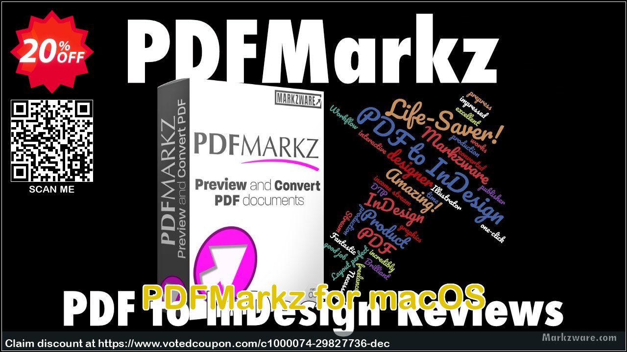 PDFMarkz for MACOS Coupon, discount 15% OFF PDFMarkz (1 Year Subscription) macOS, verified. Promotion: Excellent discount code of PDFMarkz (1 Year Subscription) macOS, tested & approved