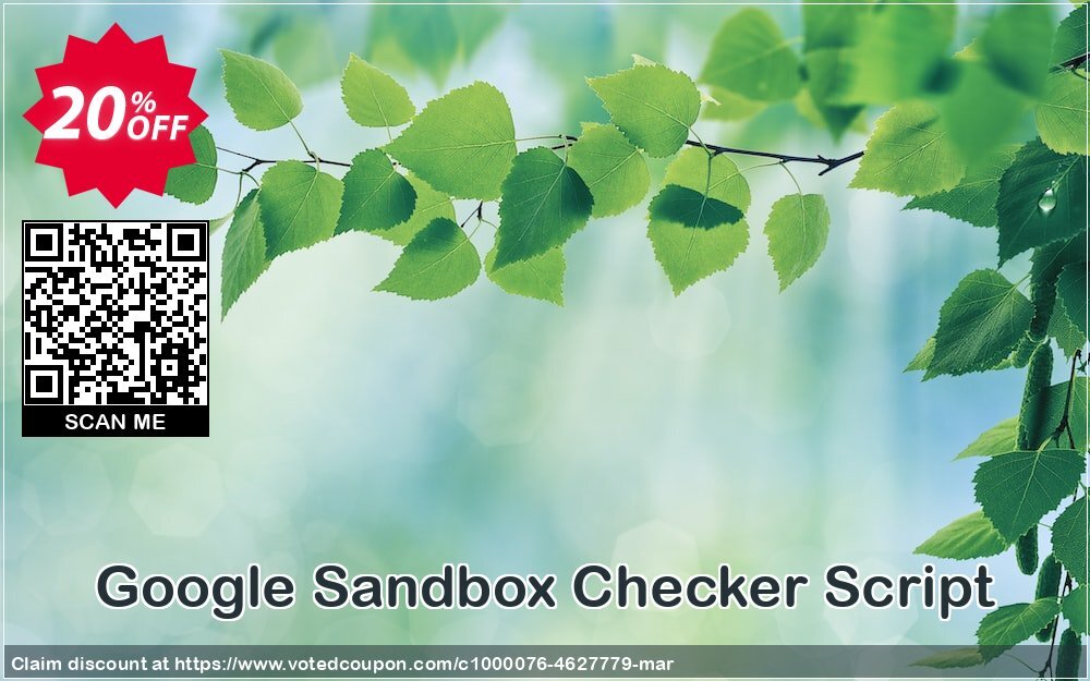 Google Sandbox Checker Script Coupon, discount Google Sandbox Checker Script Exclusive promo code 2024. Promotion: awesome discounts code of Google Sandbox Checker Script 2024