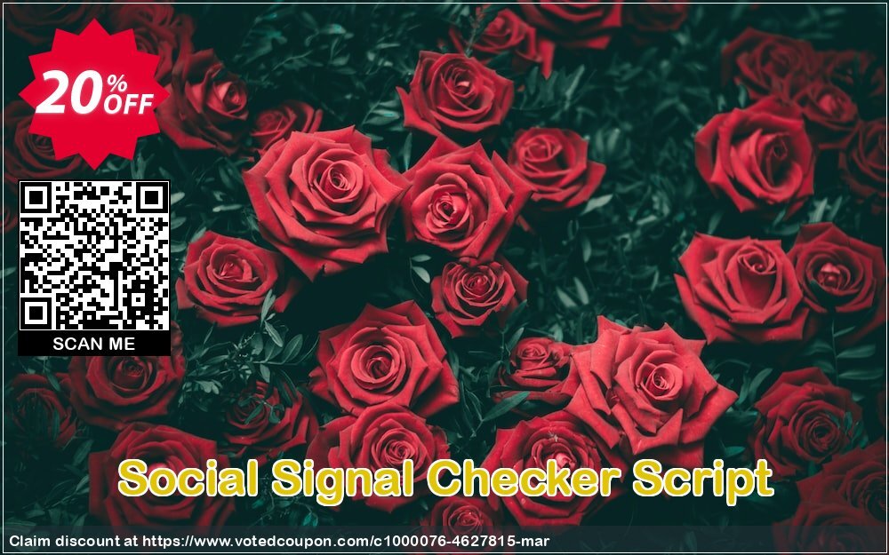 Social Signal Checker Script Coupon, discount Social Signal Checker Script Marvelous discounts code 2024. Promotion: wondrous promotions code of Social Signal Checker Script 2024