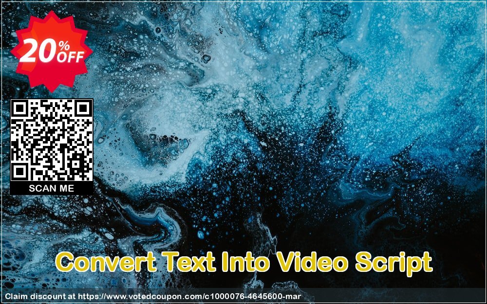 Convert Text Into Video Script Coupon, discount Convert Text Into Video Script Best discount code 2024. Promotion: big promo code of Convert Text Into Video Script 2024