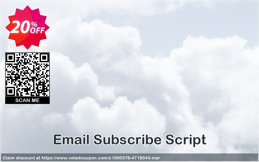 Email Subscribe Script Coupon, discount Email Subscribe Script Big promotions code 2024. Promotion: hottest sales code of Email Subscribe Script 2024