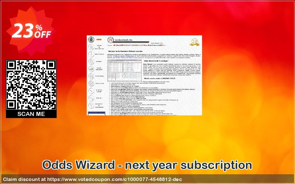 Odds Wizard - next year subscription Coupon, discount Odds Wizard - next year subscription awful promo code 2024. Promotion: awful promo code of Odds Wizard - next year subscription 2024