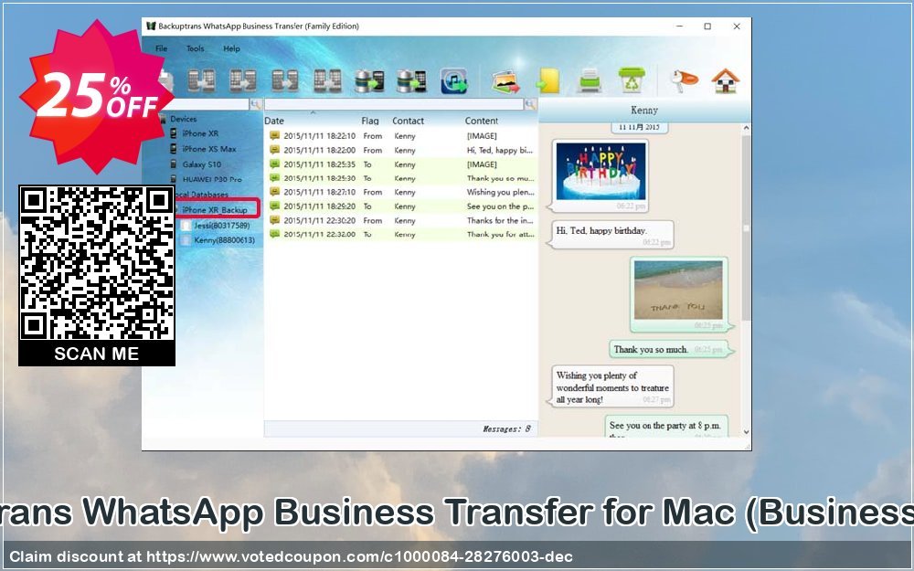 Backuptrans WhatsApp Business Transfer for MAC, Business Edition  Coupon, discount 10% OFF Backuptrans WhatsApp Business Transfer for Mac (Business Edition), verified. Promotion: Special promotions code of Backuptrans WhatsApp Business Transfer for Mac (Business Edition), tested & approved