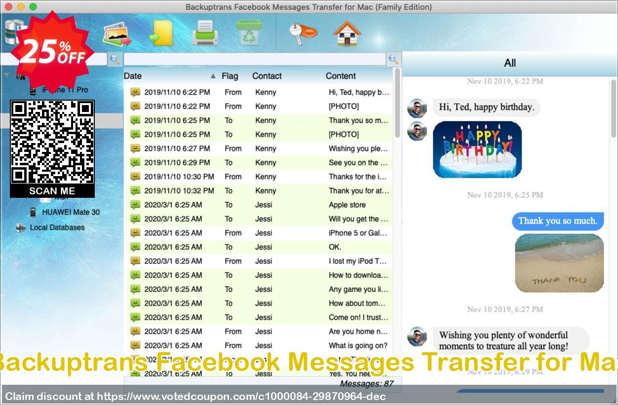 Backuptrans Facebook Messages Transfer for MAC Coupon Code Apr 2024, 25% OFF - VotedCoupon