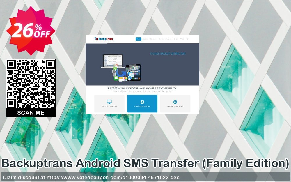Backuptrans Android SMS Transfer, Family Edition  Coupon, discount Backuptrans Android SMS Transfer (Family Edition) dreaded discount code 2024. Promotion: fearsome offer code of Backuptrans Android SMS Transfer (Family Edition) 2024