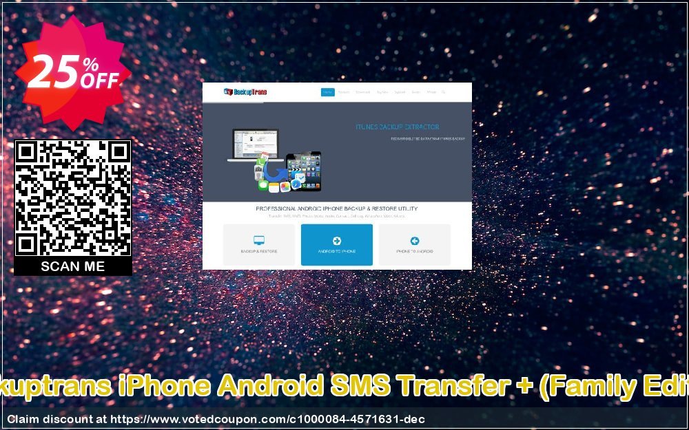 Backuptrans iPhone Android SMS Transfer +, Family Edition  Coupon, discount Holiday Deals. Promotion: super discount code of Backuptrans iPhone Android SMS Transfer + (Family Edition) 2024