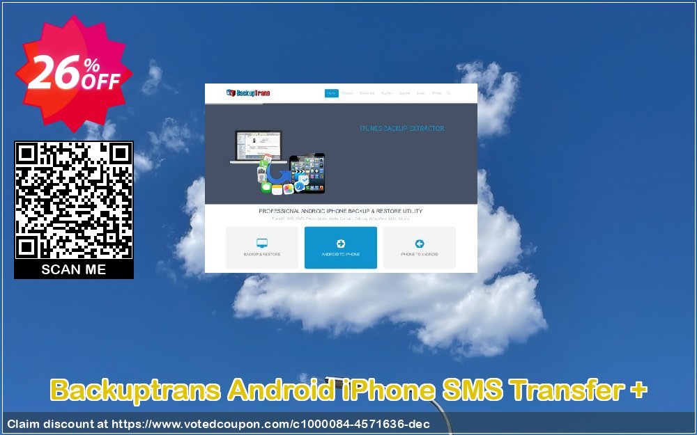 Backuptrans Android iPhone SMS Transfer + Coupon, discount Holiday Deals. Promotion: exclusive deals code of Backuptrans Android iPhone SMS Transfer + (Personal Edition) 2024