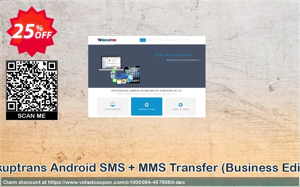 Backuptrans Android SMS + MMS Transfer, Business Edition  Coupon, discount Holiday Deals. Promotion: excellent deals code of Backuptrans Android SMS + MMS Transfer (Business Edition) 2024