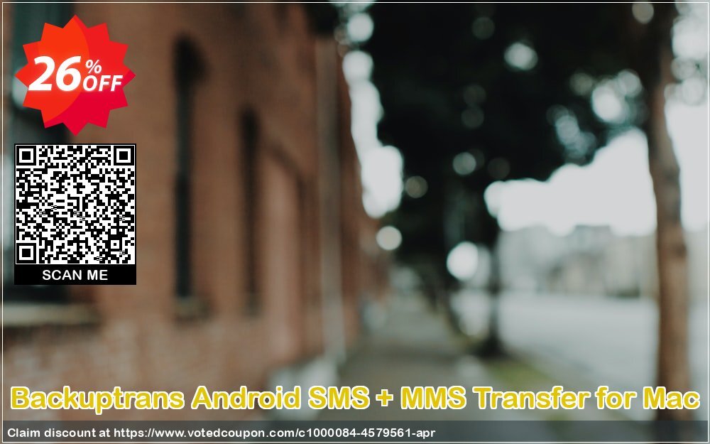 Backuptrans Android SMS + MMS Transfer for MAC Coupon, discount Holiday Deals. Promotion: marvelous offer code of Backuptrans Android SMS + MMS Transfer for Mac (Personal Edition) 2024