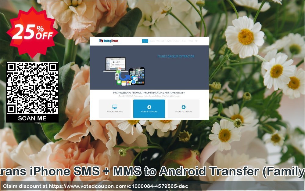 Backuptrans iPhone SMS + MMS to Android Transfer, Family Edition  Coupon, discount Holiday Deals. Promotion: amazing promotions code of Backuptrans iPhone SMS + MMS to Android Transfer (Family Edition) 2024