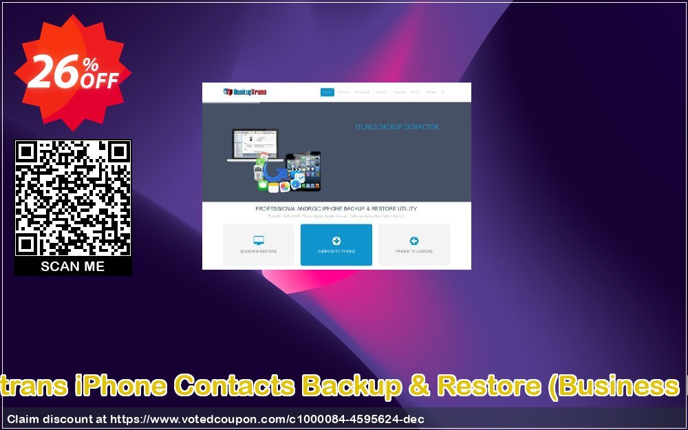 Backuptrans iPhone Contacts Backup & Restore, Business Edition  Coupon Code Apr 2024, 26% OFF - VotedCoupon