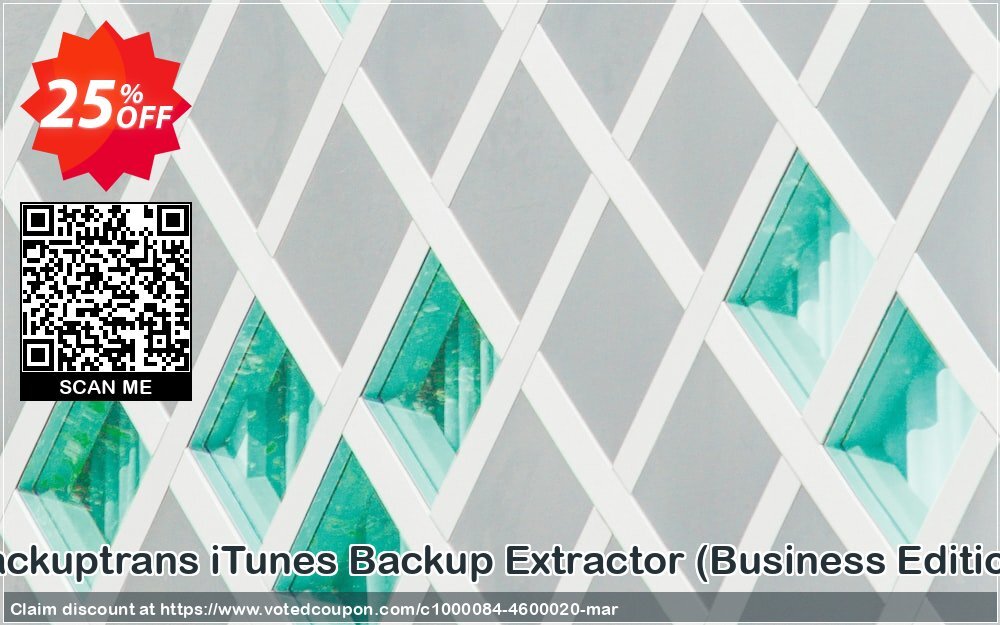 Backuptrans iTunes Backup Extractor, Business Edition  Coupon, discount Backuptrans iTunes Backup Extractor (Business Edition) amazing deals code 2024. Promotion: wonderful sales code of Backuptrans iTunes Backup Extractor (Business Edition) 2024