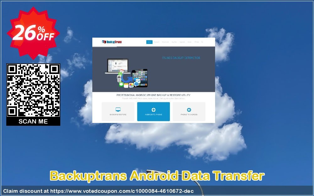 Backuptrans Android Data Transfer Coupon, discount Backuptrans Android Data Transfer (Personal Edition) imposing promotions code 2024. Promotion: staggering discounts code of Backuptrans Android Data Transfer (Personal Edition) 2024