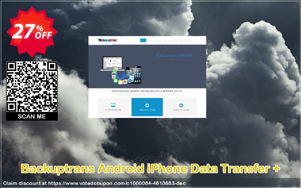 Backuptrans Android iPhone Data Transfer + Coupon, discount Holiday Deals. Promotion: awful offer code of Backuptrans Android iPhone Data Transfer + (Personal Edition) 2024