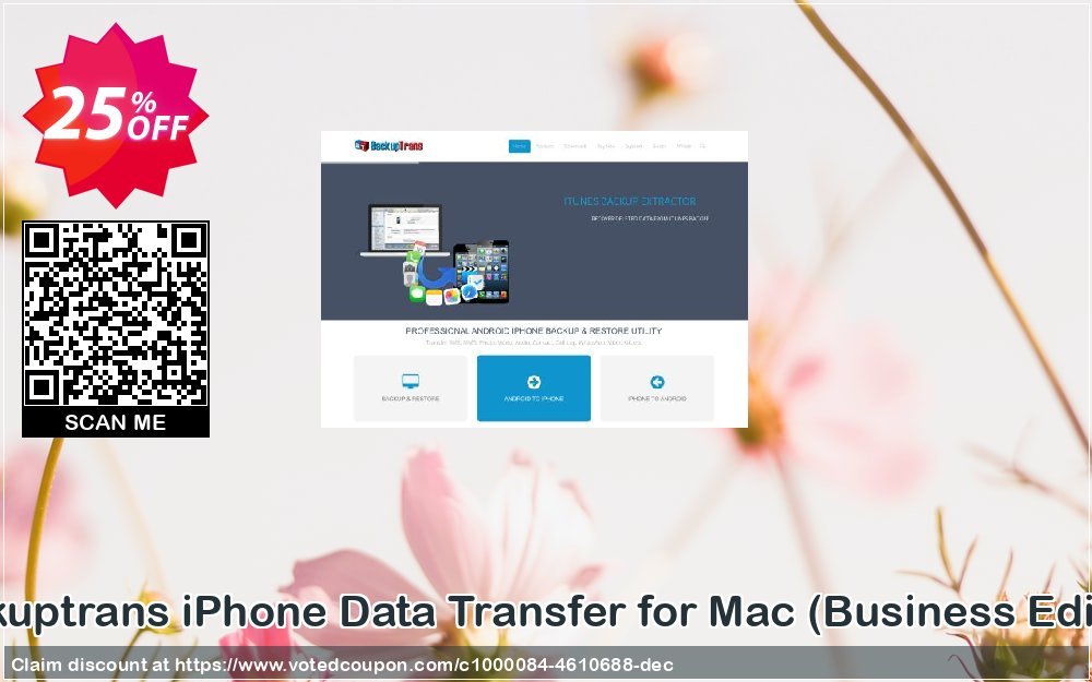 Backuptrans iPhone Data Transfer for MAC, Business Edition  Coupon, discount Backuptrans iPhone Data Transfer for Mac (Business Edition) special deals code 2024. Promotion: hottest sales code of Backuptrans iPhone Data Transfer for Mac (Business Edition) 2024