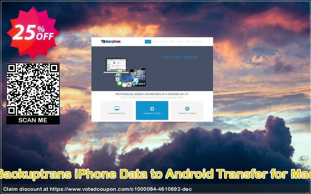 Backuptrans iPhone Data to Android Transfer for MAC Coupon, discount Backuptrans iPhone Data to Android Transfer for Mac (Personal Edition) amazing discounts code 2024. Promotion: wonderful promo code of Backuptrans iPhone Data to Android Transfer for Mac (Personal Edition) 2024