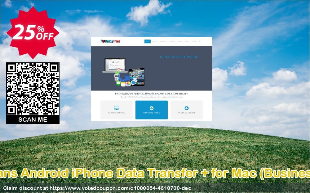 Backuptrans Android iPhone Data Transfer + for MAC, Business Edition  Coupon, discount Holiday Deals. Promotion: fearsome discounts code of Backuptrans Android iPhone Data Transfer + for Mac (Business Edition) 2024