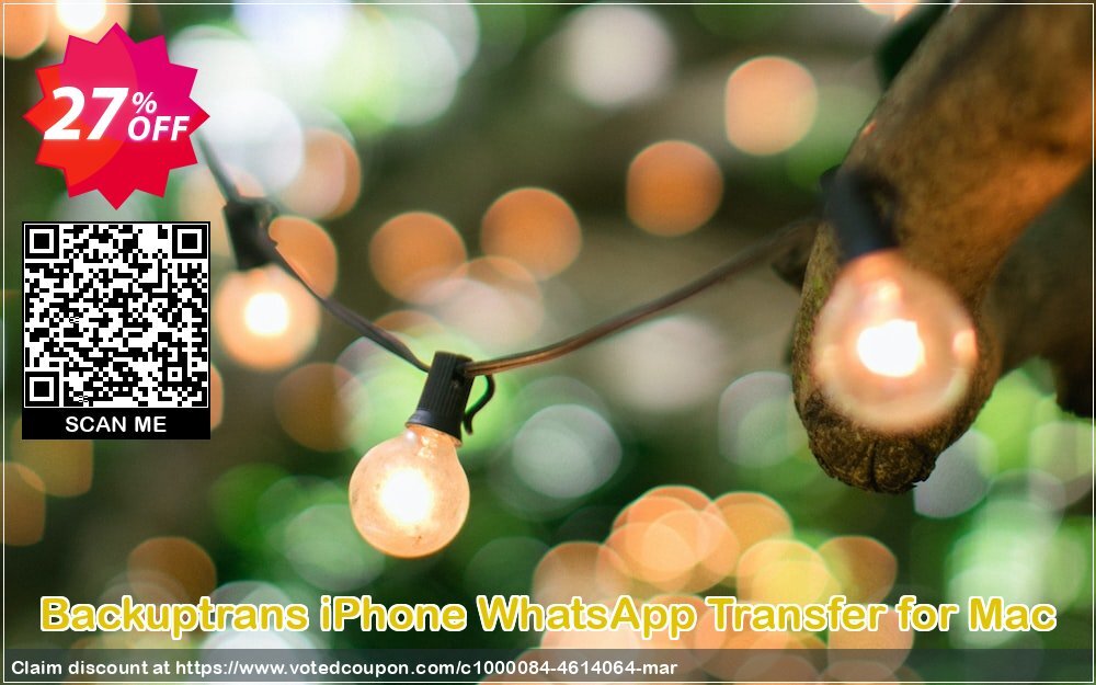 Backuptrans iPhone WhatsApp Transfer for MAC Coupon, discount Backuptrans iPhone WhatsApp Transfer for Mac (Personal Edition) amazing discount code 2024. Promotion: awful offer code of Backuptrans iPhone WhatsApp Transfer for Mac (Personal Edition) 2024