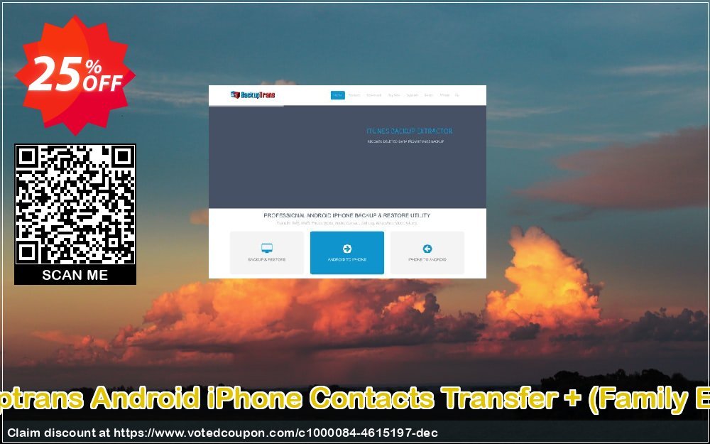 Backuptrans Android iPhone Contacts Transfer +, Family Edition  Coupon, discount Holiday Deals. Promotion: special deals code of Backuptrans Android iPhone Contacts Transfer + (Family Edition) 2024