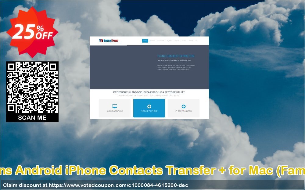 Backuptrans Android iPhone Contacts Transfer + for MAC, Family Edition  Coupon, discount Holiday Deals. Promotion: wonderful promo code of Backuptrans Android iPhone Contacts Transfer + for Mac (Family Edition) 2024