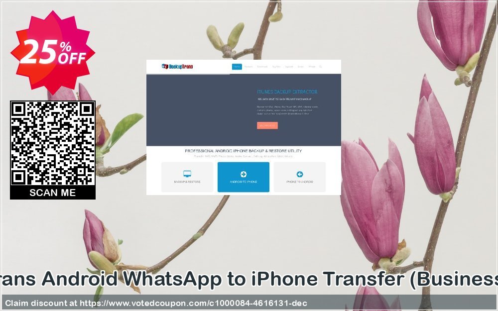 Backuptrans Android WhatsApp to iPhone Transfer, Business Edition  Coupon, discount Backuptrans Android WhatsApp to iPhone Transfer (Business Edition) wondrous discounts code 2023. Promotion: marvelous promo code of Backuptrans Android WhatsApp to iPhone Transfer (Business Edition) 2023