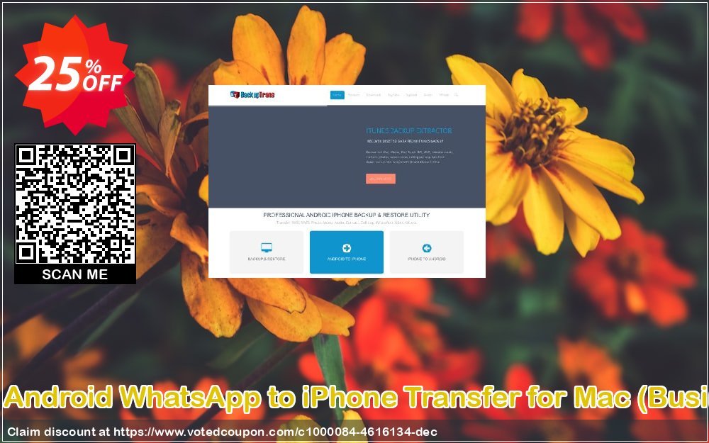 Backuptrans Android WhatsApp to iPhone Transfer for MAC, Business Edition  Coupon, discount Backuptrans Android WhatsApp to iPhone Transfer for Mac (Business Edition) amazing deals code 2023. Promotion: awful sales code of Backuptrans Android WhatsApp to iPhone Transfer for Mac (Business Edition) 2023
