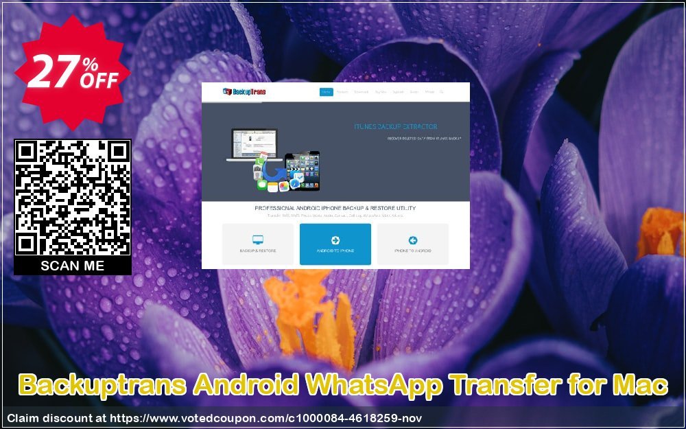 Backuptrans Android WhatsApp Transfer for MAC Coupon, discount Backuptrans Android WhatsApp Transfer for Mac(Personal Edition) amazing discounts code 2024. Promotion: wonderful promo code of Backuptrans Android WhatsApp Transfer for Mac(Personal Edition) 2024