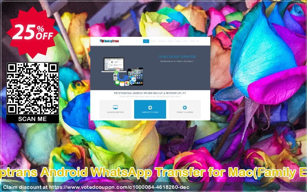 Backuptrans Android WhatsApp Transfer for MAC, Family Edition  Coupon, discount Backuptrans Android WhatsApp Transfer for Mac(Family Edition) stunning promotions code 2024. Promotion: amazing discounts code of Backuptrans Android WhatsApp Transfer for Mac(Family Edition) 2024