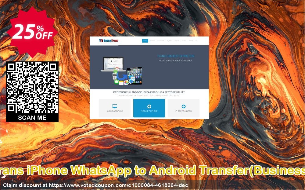 Backuptrans iPhone WhatsApp to Android Transfer, Business Edition  Coupon, discount Backuptrans iPhone WhatsApp to Android Transfer(Business Edition) impressive discount code 2024. Promotion: stirring offer code of Backuptrans iPhone WhatsApp to Android Transfer(Business Edition) 2024