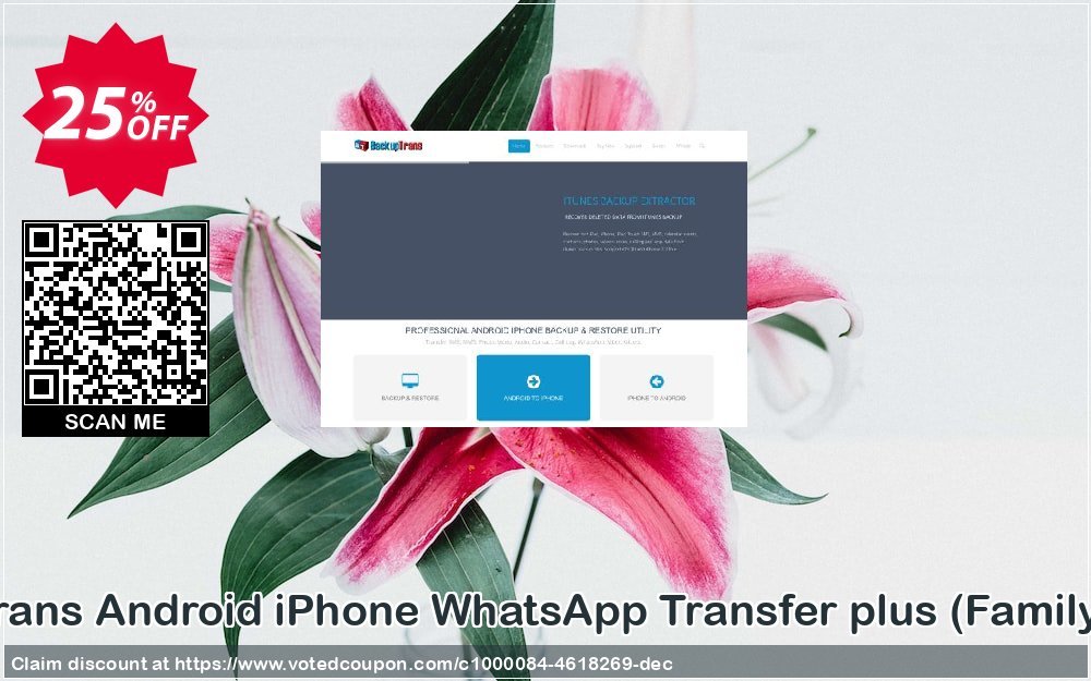 Backuptrans Android iPhone WhatsApp Transfer plus, Family Edition  Coupon, discount Holiday Deals. Promotion: excellent sales code of Backuptrans Android iPhone WhatsApp Transfer +(Family Edition) 2023
