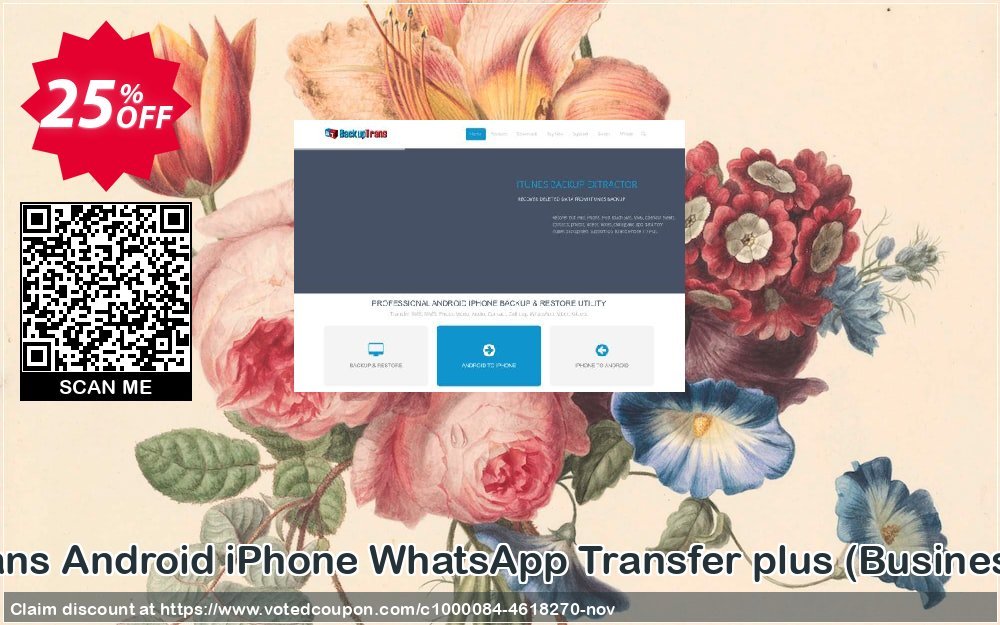 Backuptrans Android iPhone WhatsApp Transfer plus, Business Edition  Coupon, discount Holiday Deals. Promotion: marvelous deals code of Backuptrans Android iPhone WhatsApp Transfer +(Business Edition) 2024