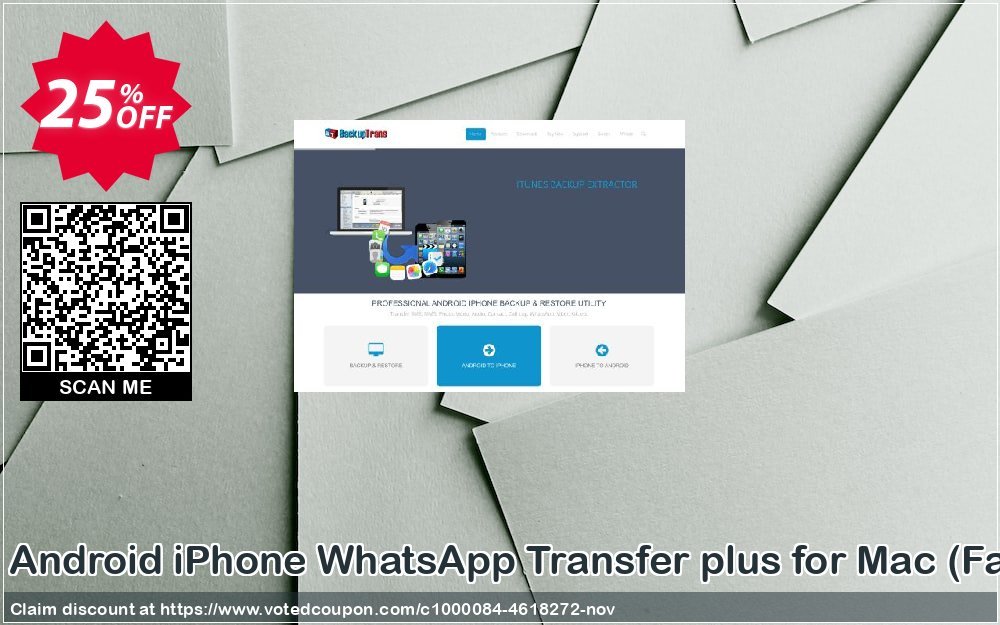 Backuptrans Android iPhone WhatsApp Transfer plus for MAC, Family Edition  Coupon Code Apr 2024, 25% OFF - VotedCoupon