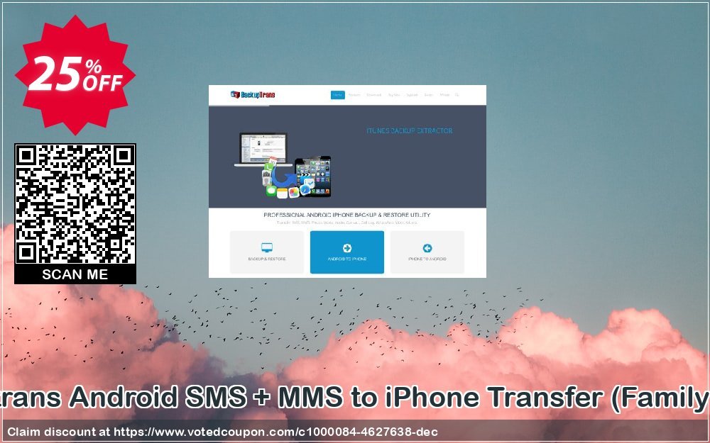 Backuptrans Android SMS + MMS to iPhone Transfer, Family Edition  Coupon, discount Holiday Deals. Promotion: big discount code of Backuptrans Android SMS + MMS to iPhone Transfer (Family Edition) 2024