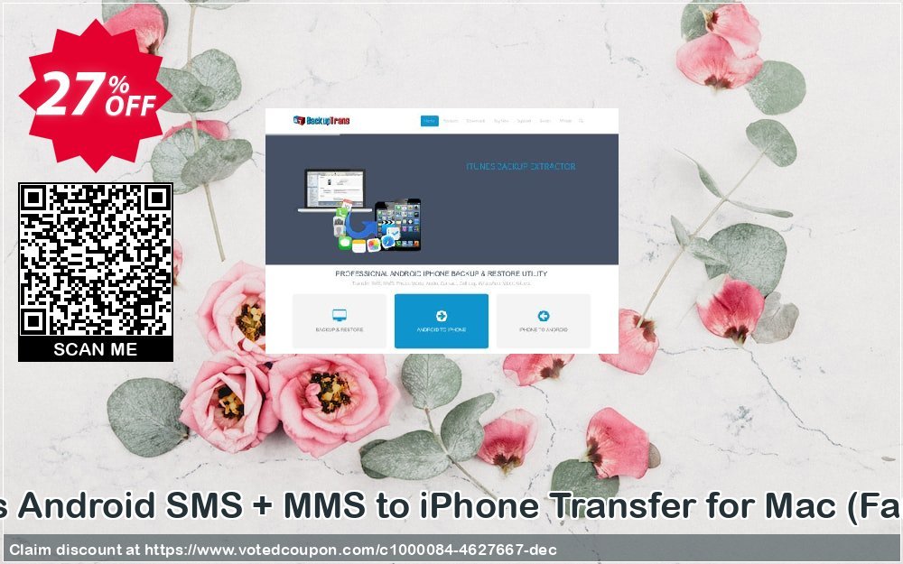 Backuptrans Android SMS + MMS to iPhone Transfer for MAC, Family Edition  Coupon, discount Holiday Deals. Promotion: amazing promo code of Backuptrans Android SMS + MMS to iPhone Transfer for Mac (Family Edition) 2024