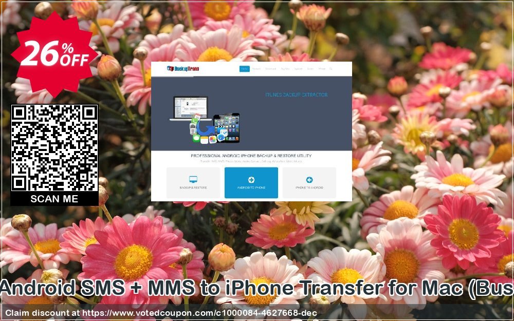 Backuptrans Android SMS + MMS to iPhone Transfer for MAC, Business Edition  Coupon, discount Holiday Deals. Promotion: stunning discounts code of Backuptrans Android SMS + MMS to iPhone Transfer for Mac (Business Edition) 2024