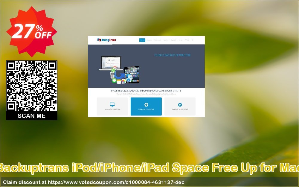 Backuptrans iPod/iPhone/iPad Space Free Up for MAC Coupon Code Apr 2024, 27% OFF - VotedCoupon
