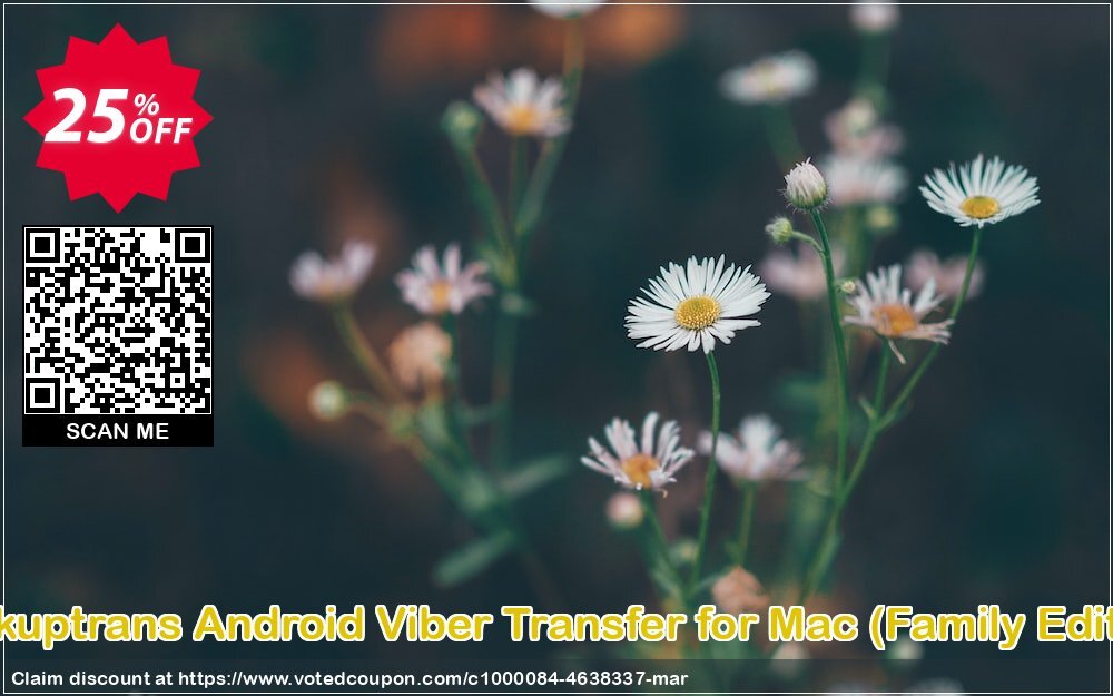 Backuptrans Android Viber Transfer for MAC, Family Edition  Coupon, discount Backuptrans Android Viber Transfer for Mac (Family Edition) wonderful sales code 2024. Promotion: awesome promotions code of Backuptrans Android Viber Transfer for Mac (Family Edition) 2024