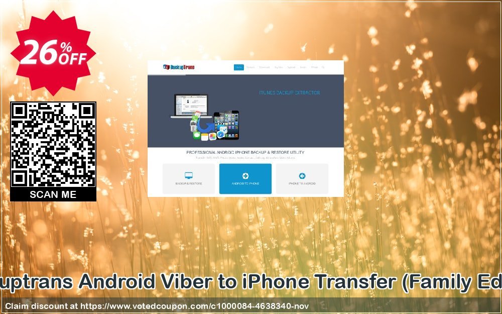 Backuptrans Android Viber to iPhone Transfer, Family Edition  Coupon Code Jun 2024, 26% OFF - VotedCoupon
