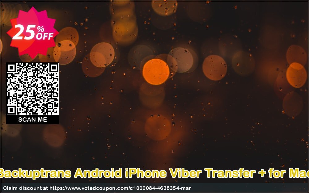 Backuptrans Android iPhone Viber Transfer + for MAC Coupon, discount Back to School Discount. Promotion: super offer code of Backuptrans Android iPhone Viber Transfer + for Mac (Personal Edition) 2024