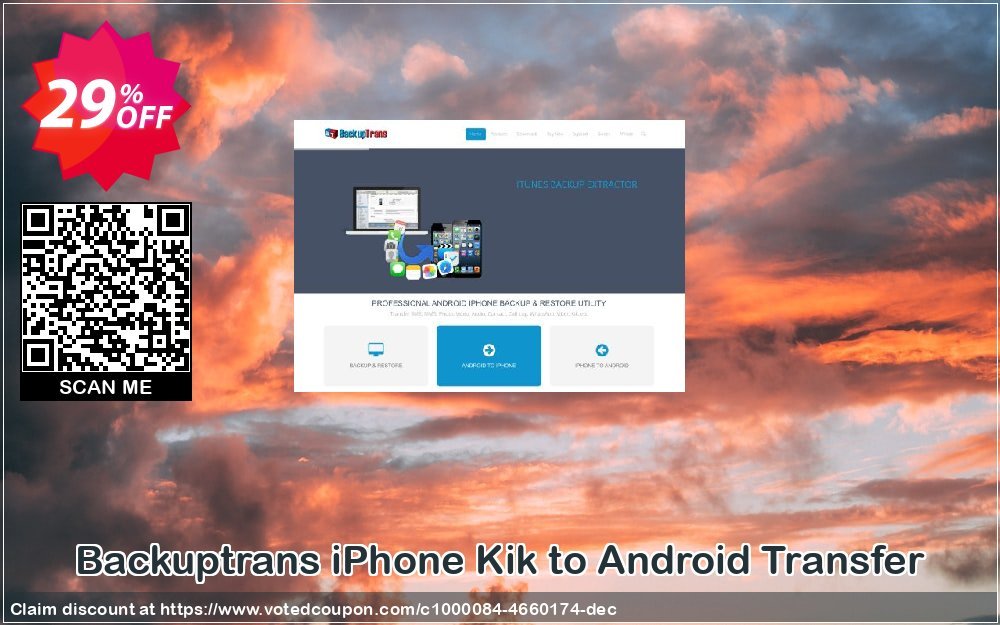 Backuptrans iPhone Kik to Android Transfer Coupon, discount Backuptrans iPhone Kik to Android Transfer (Personal Edition) excellent promo code 2024. Promotion: dreaded discount code of Backuptrans iPhone Kik to Android Transfer (Personal Edition) 2024