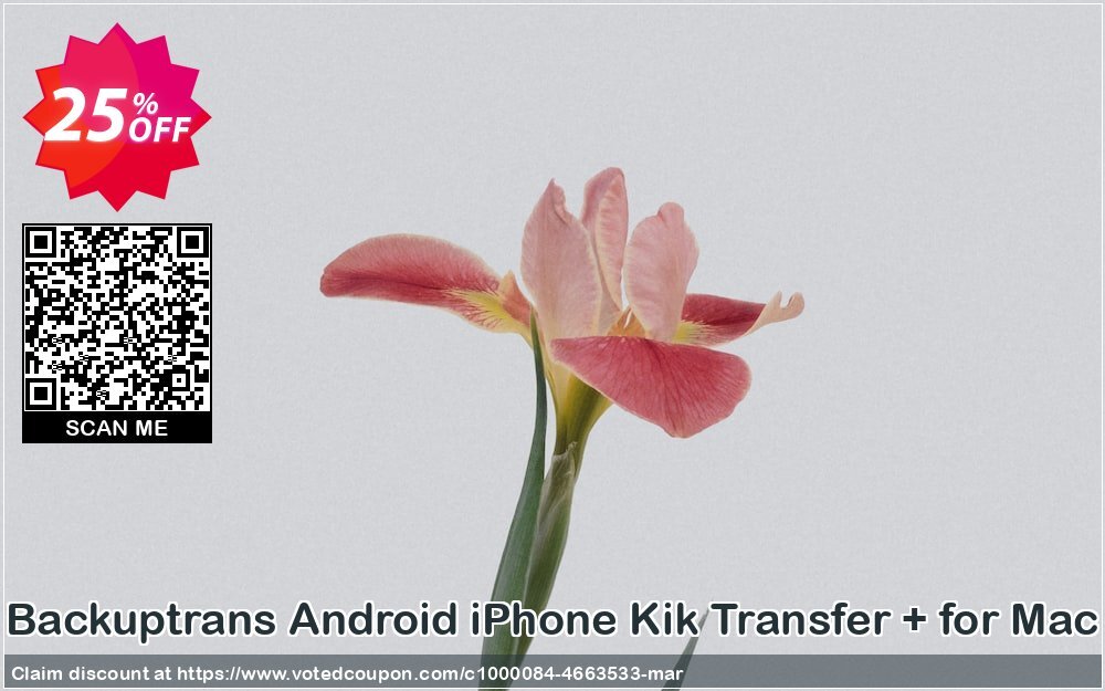 Backuptrans Android iPhone Kik Transfer + for MAC Coupon, discount Holiday Deals. Promotion: excellent offer code of Backuptrans Android iPhone Kik Transfer + for Mac (Personal Edition) 2024