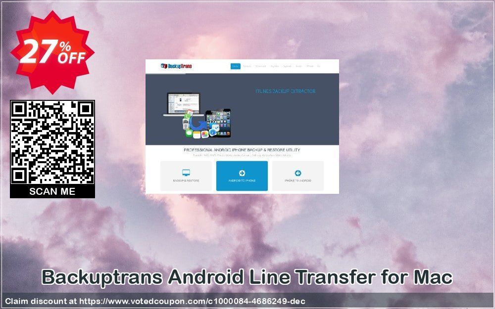 Backuptrans Android Line Transfer for MAC Coupon, discount Backuptrans Android Line Transfer for Mac (Personal Edition) staggering promo code 2024. Promotion: stunning discount code of Backuptrans Android Line Transfer for Mac (Personal Edition) 2024